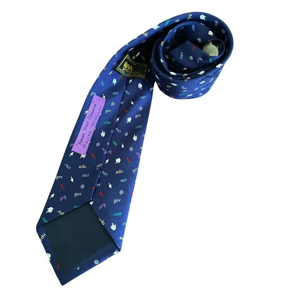 Alynn Neckwear Name That‎ Domain Silk Novelty Internet Tie Navy